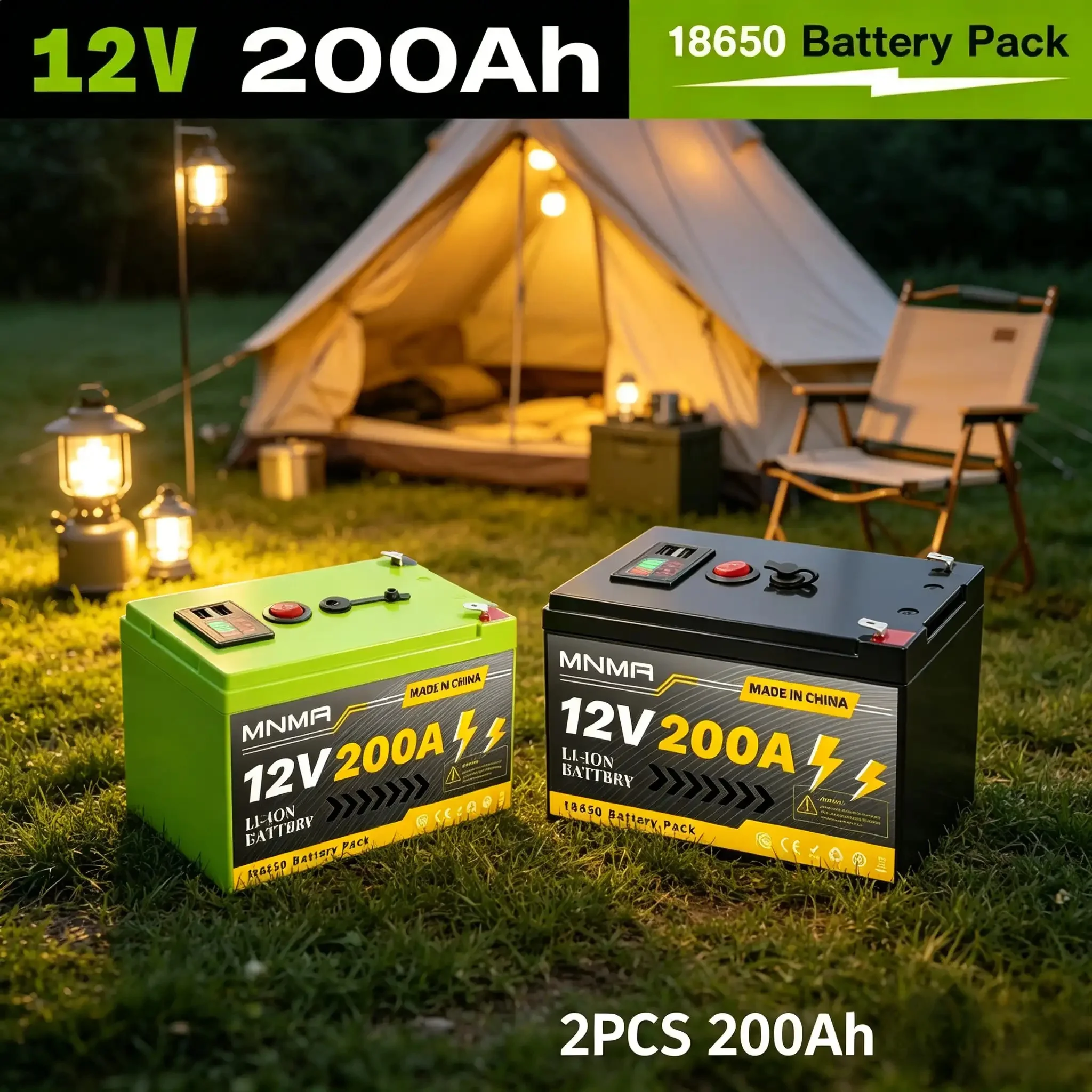 12V 200Ah LiFePO4 Solarbatterie, wiederaufladbar, Deep-Cycle, mit integriertem BMS, Lithium 200000mAh für Power Wheels, Scooter