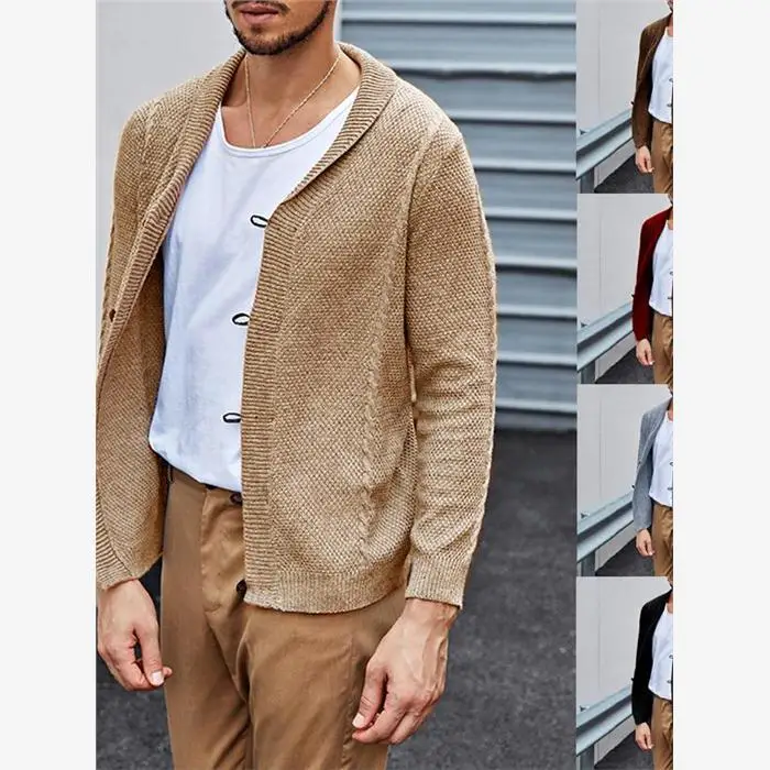 

Новинка 2024, мужской трикотаж, кардиган, длинный све, с отложным воротником, уличная одежда, свободная посадка, повседневная одежда, осенний сезон, модная