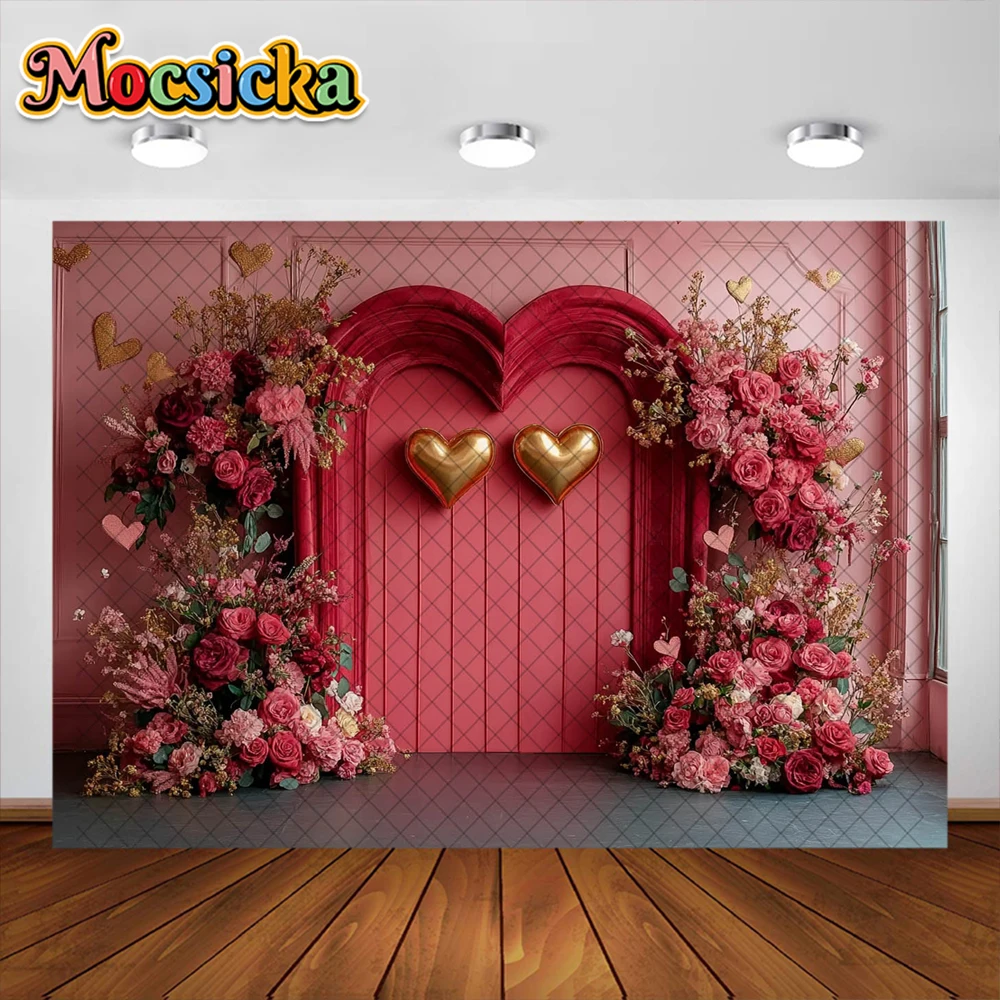 Mocsicka Photography Background Valentine's Day Balloons Cute Toy Bear Decora Backdrop Baby Shower Couple Portrait Studio Prop