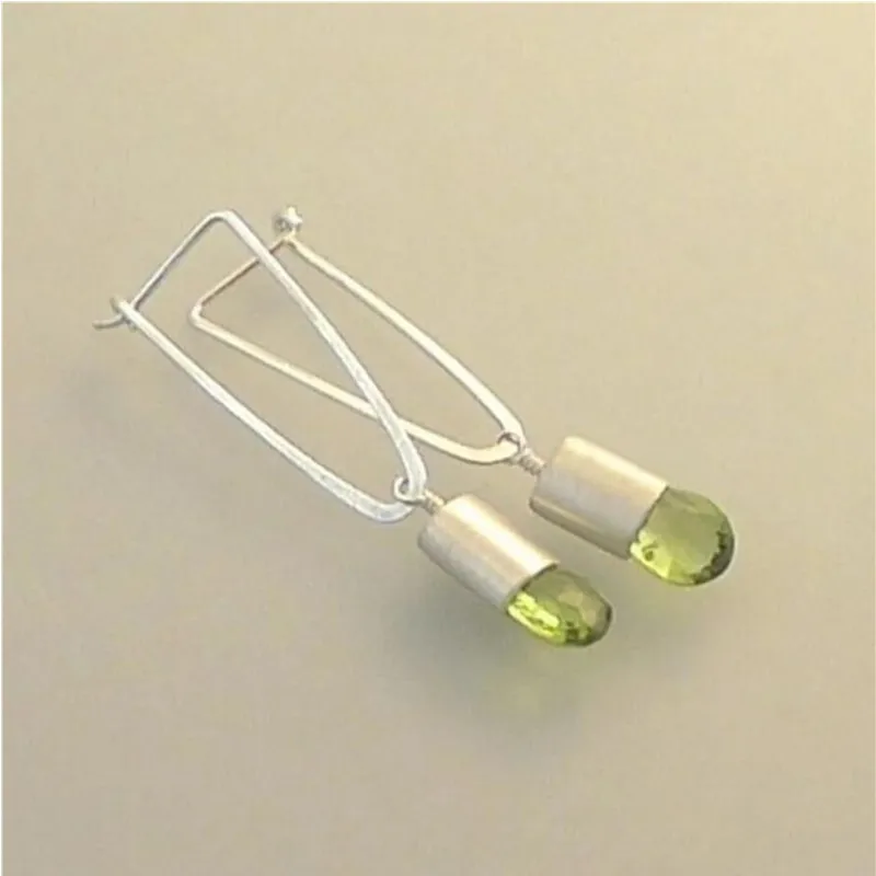 ORZTOON 2024 New Fashion Minimalist Personal Green Stone Hanging Earrings For Women Creative Customized Jewelry