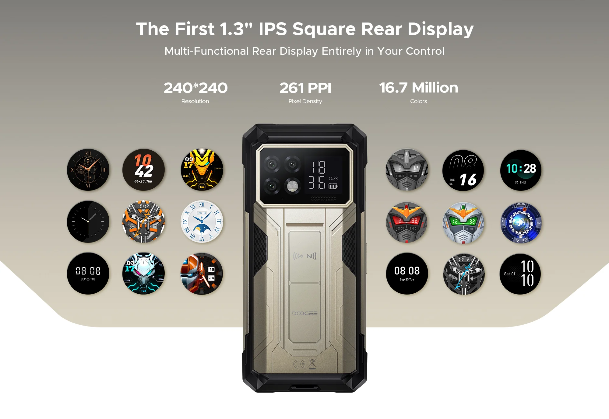 DOOGEE S200 Max Rugged Phone 16GB+512GB 22000mAh Dimensity 7050 6.72” 120Hz Screen 1.32" Rear Display Dual Flashlight