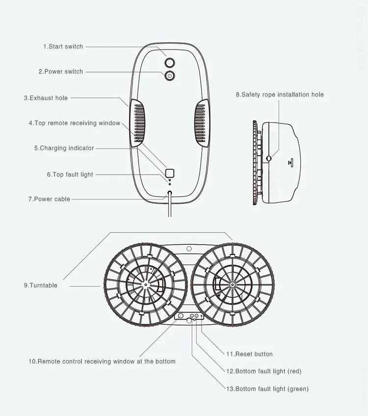 Hutt DDC55-Robot de limpieza de ventanas completamente automático, máquina de limpieza de vidrio eléctrica, 100-240V, versión Global