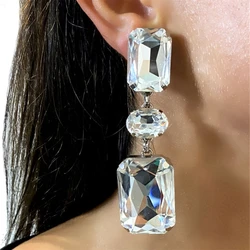 Exquisite Shiny Big Rhinestone Earrings Jewelry Women's Fashion Wedding Party Crystal Earrings Jewelry Wearing Accessories