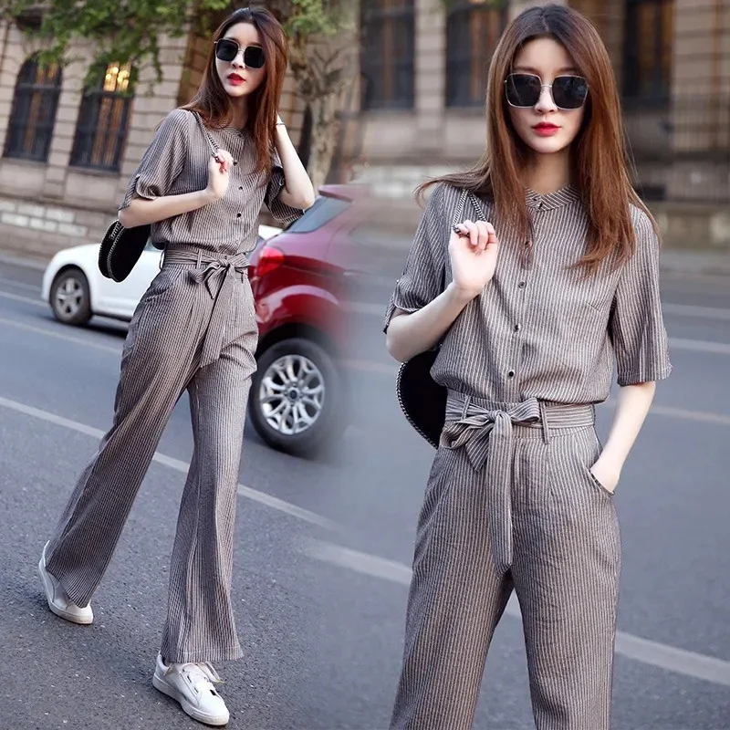 Summer Women's Dress 2023 New Fashion Drop Feeling Wide Leg Trouser Suit Casual Temperament Goddess Fan two-piece Foreign Style