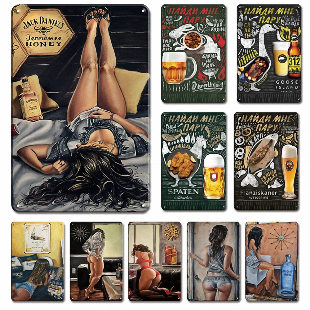 

10PCS Vintage Metal Poster Tin Sign Retro Bar Pub Decor Wall Stickers Wall Art Plate Man Cave Wall Plaque Mix Random Shipment B5