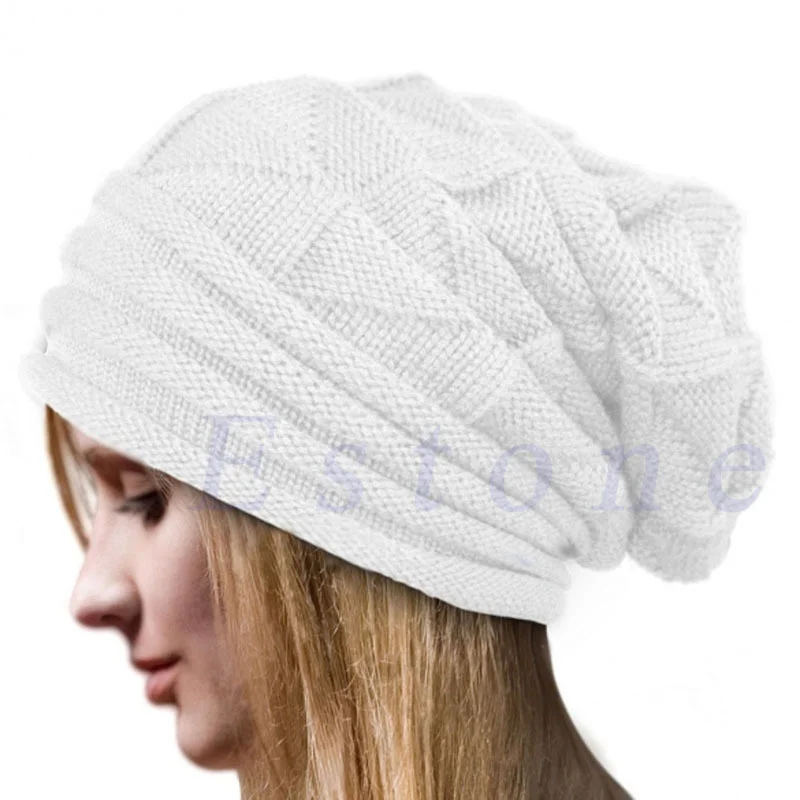 Knitted Hat Unisex Oversize Winter Skiing Cycling Outdoor Sports Comfortable Soft Cold Resistant Warm Pleated Cuffed Cap