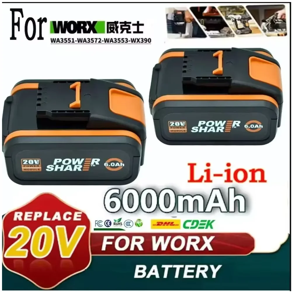 

Latest Worx 20V 10.0Ah lithium battery rechargeable WA3553 WA3551 WA3553. suitable for all Worx electric and gardening tools
