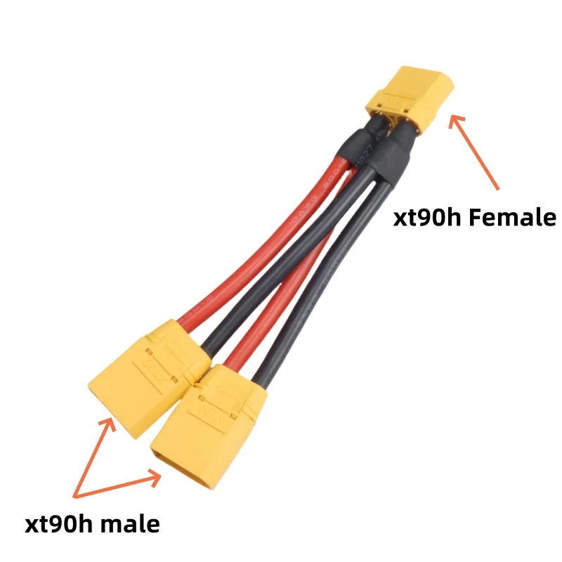 XT90 3-Wege-Y-Splitter, paralleler Batterieanschluss, männlich/weiblich, Kabel, Dual-Verlängerung, 10 AWG, Silikondraht für Batterieladegerät, Motor