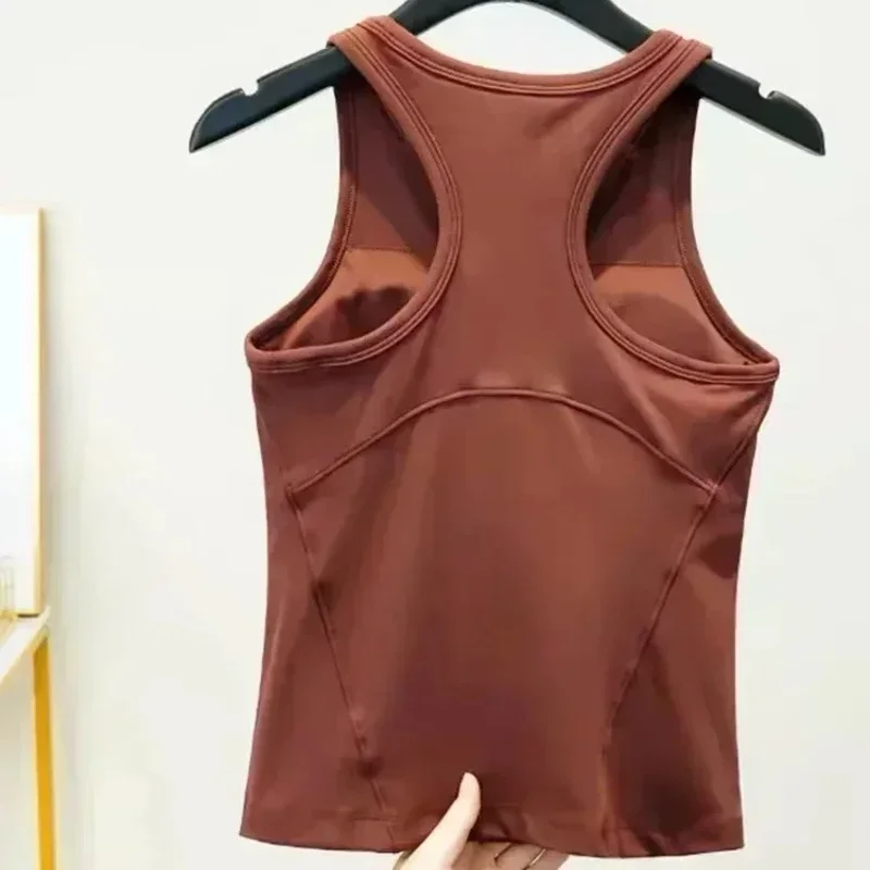 Women's Waist-Length Racerback Tank Top Buttery-soft Four-way Stretch Tight Fit Yoga Shirts Summer Breathable Sports Vest