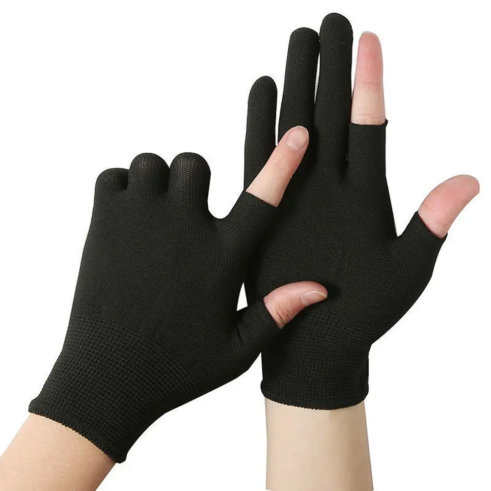 Solid Color Fingerless Show Three Fingers Windproof Men Nylon Gloves Touch Screen Gloves Show Two Fingers Anti-skid Mittens