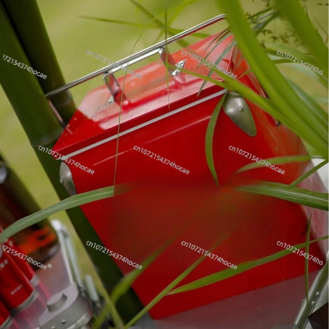 Portable Metal Car Cooler Box, Outdoor Camping Refrigerated Ice Storage Bucket for Road Trips