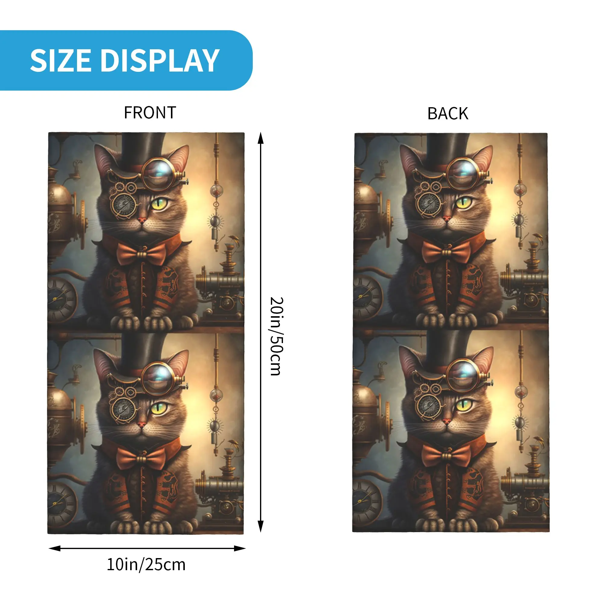 Steampunk Cat Kitten Bandana Neck Gaiter Printed Mask Scarf Headwear Running for Men Women Adult All Season