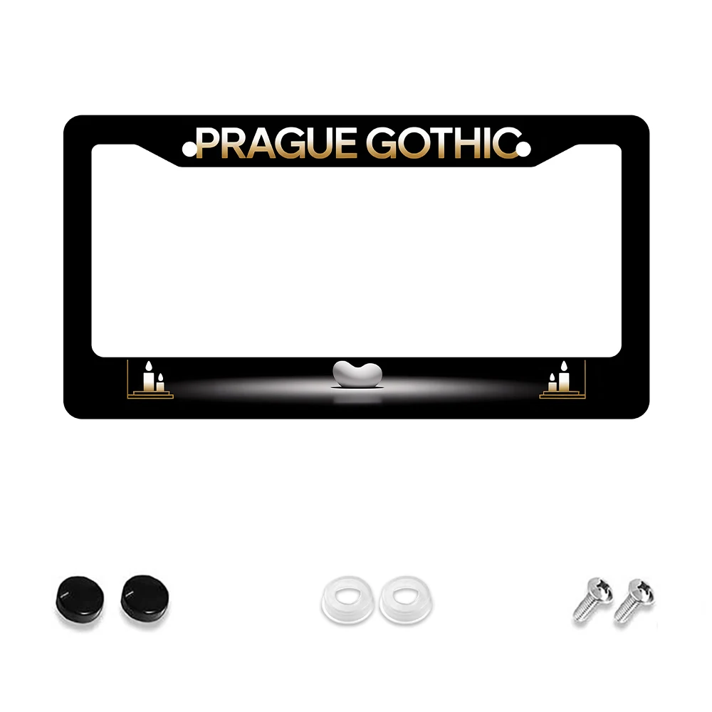 

1 шт. черно-золотая правая готическая рамка номерного знака с 2 отверстиями, алюминиевый материал, 6x12 дюймов с комплектом винтов, ретро-новинка, автомобиль D