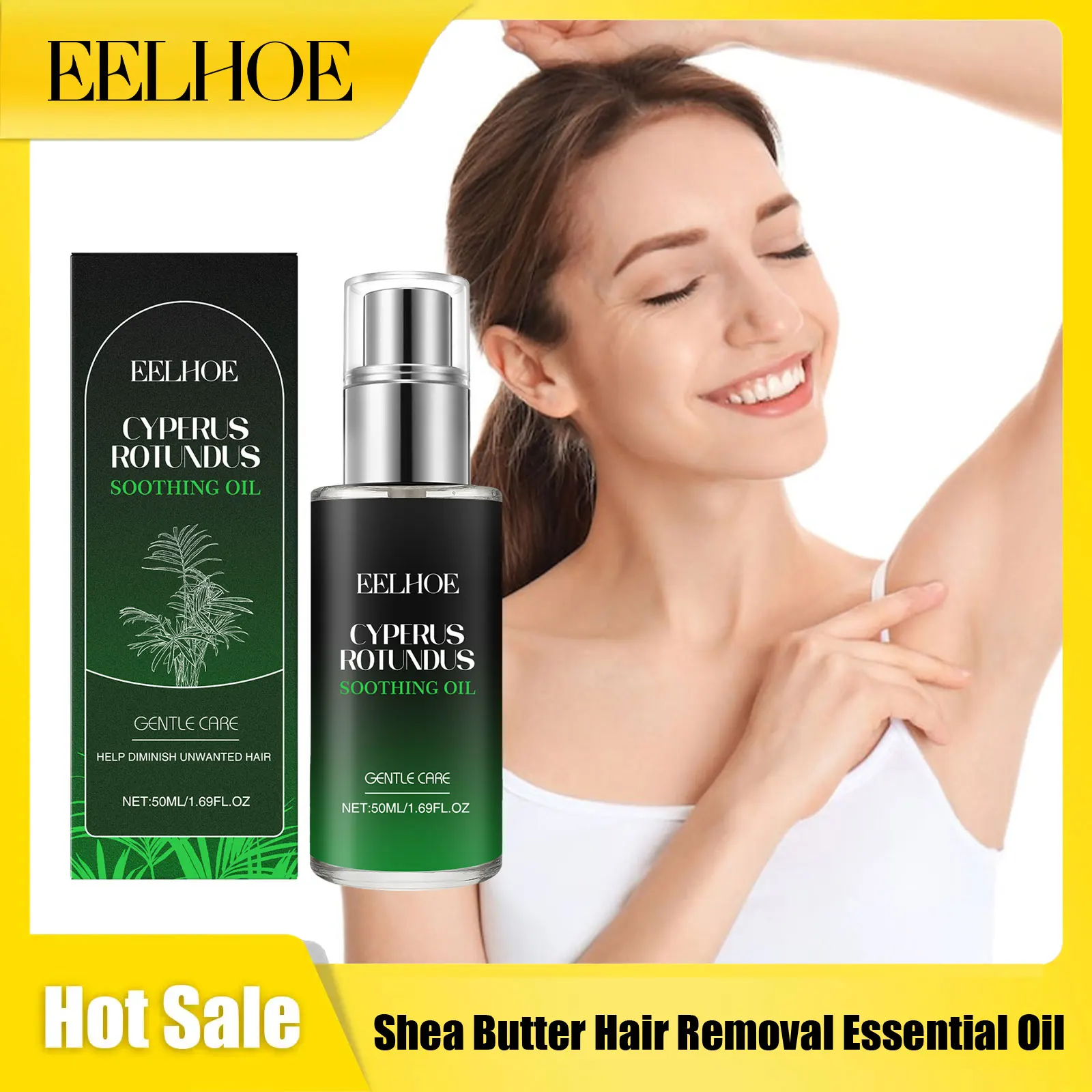 Eelhoe زبدة الشيا إزالة الشعر زيت طبيعي يقلل ترطيب أحمر تالف مهدئ الألم تثبيط نمو مصل العناية بالبشرة للجسم #4