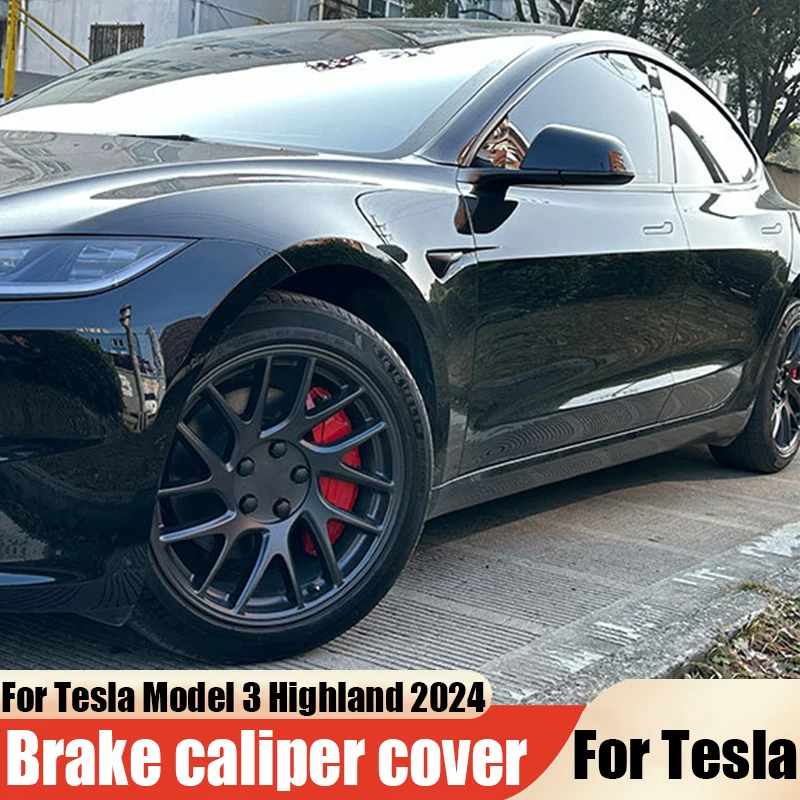 Tesla Model 3 Highland 2024 브레이크 캘리퍼스 커버 수정을위한 특수 알루미늄 합금 자동차 외장 장식 제품 썸네일 2