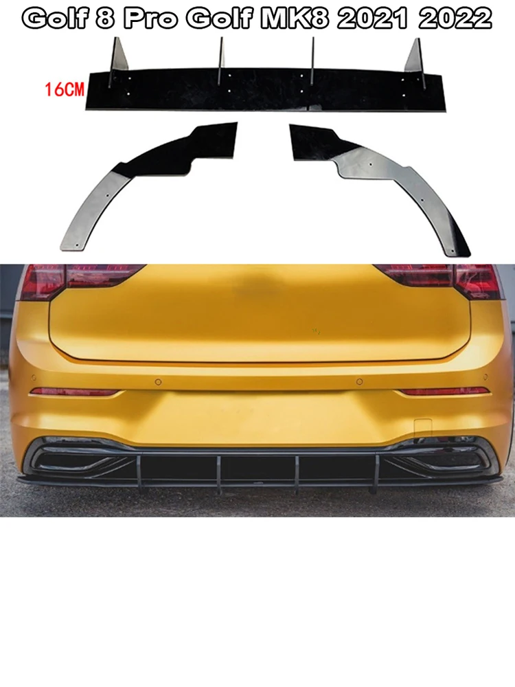 Under Rear Bumper Diffuser Lip Spoiler Protector Rear Side Splitters Canard Deflector For VW Golf 8 Pro Golf MK8 2020 +