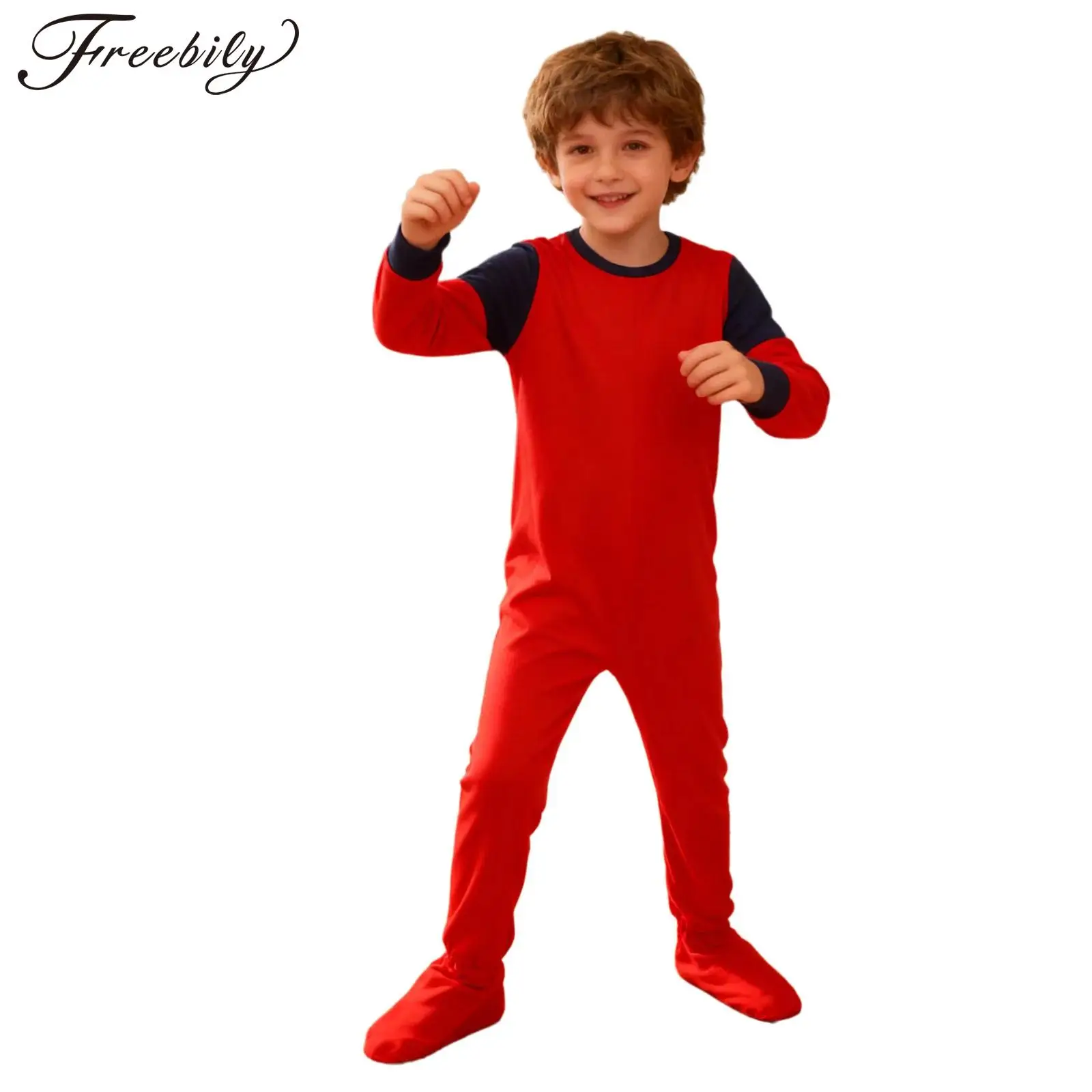 Children Special Needs Adaptive Clothing Round Neck Long Sleeve Anti-Strip Back Zipper Footed Jumpsuit Wearing All Day Rompers