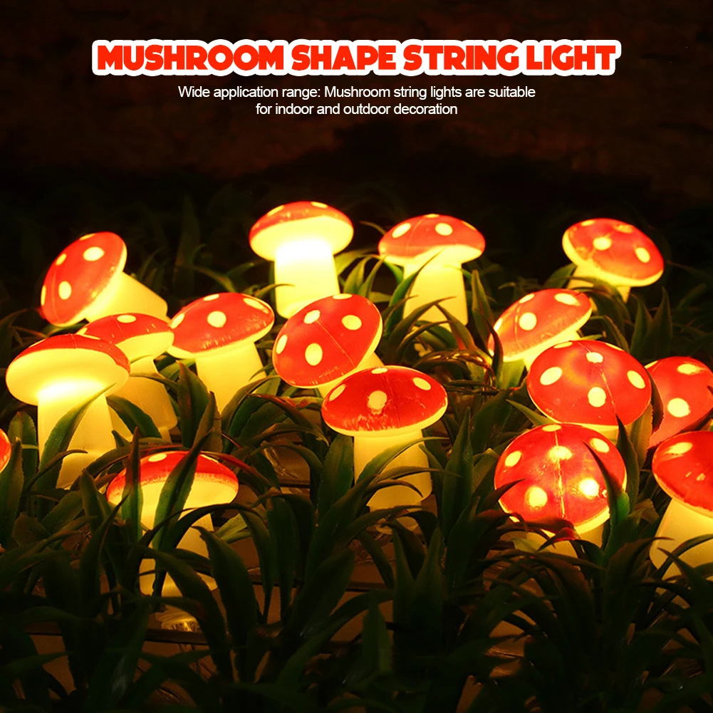 

Christmas Mushroom Shape LED Light String USB/Battery Power Fairy Lights Holiday Garland for Festival Indoor Outdoor Decor