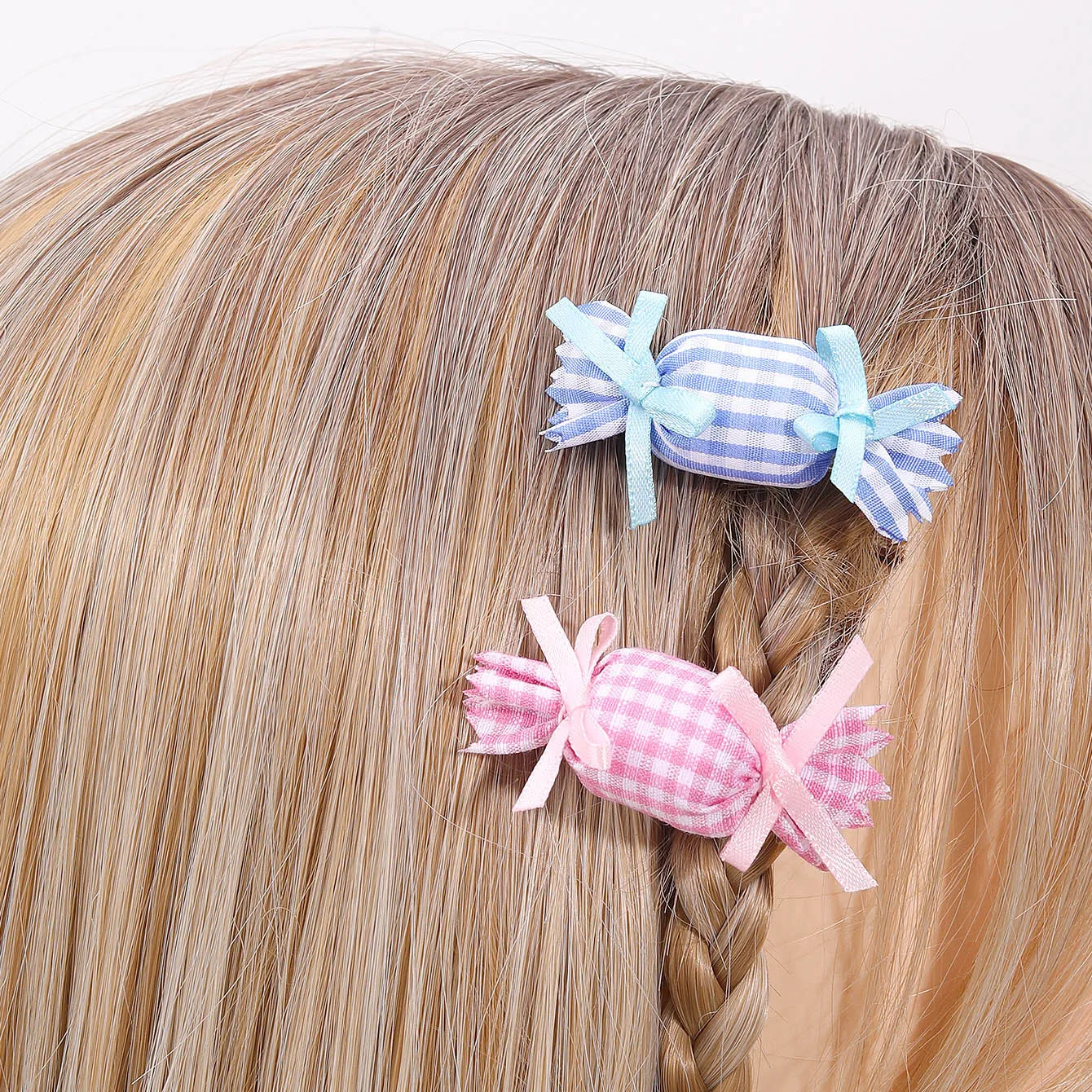 4Pcs Cute Plaid Candy Hair Clip Sweet Tartan Bow Hairpin Girls Children Handmade Baby Bangs Edge Barrette Headdress Accessories