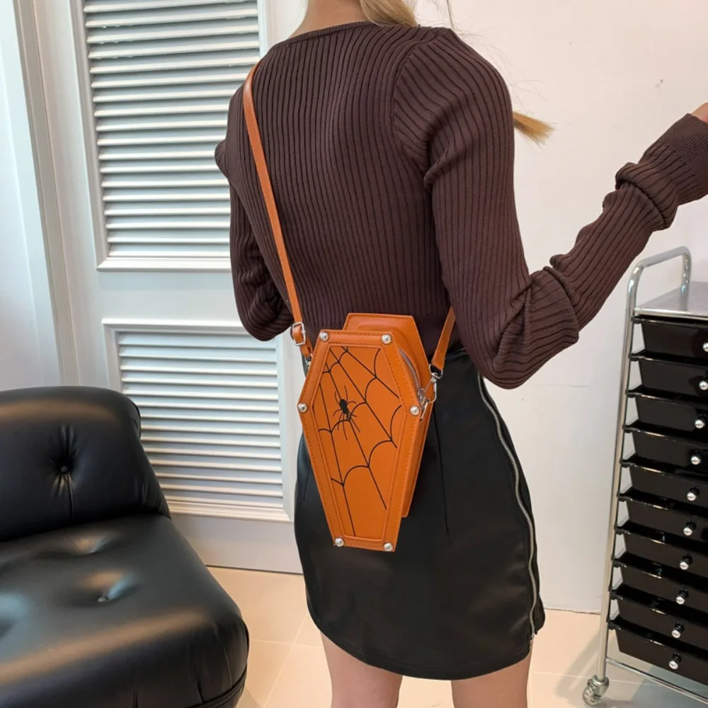 

Cobweb Pattern Halloween Skull Crossbody Bag Gothic Cartoon Halloween Ghost Shoulder Bag Handbags Phone Bag