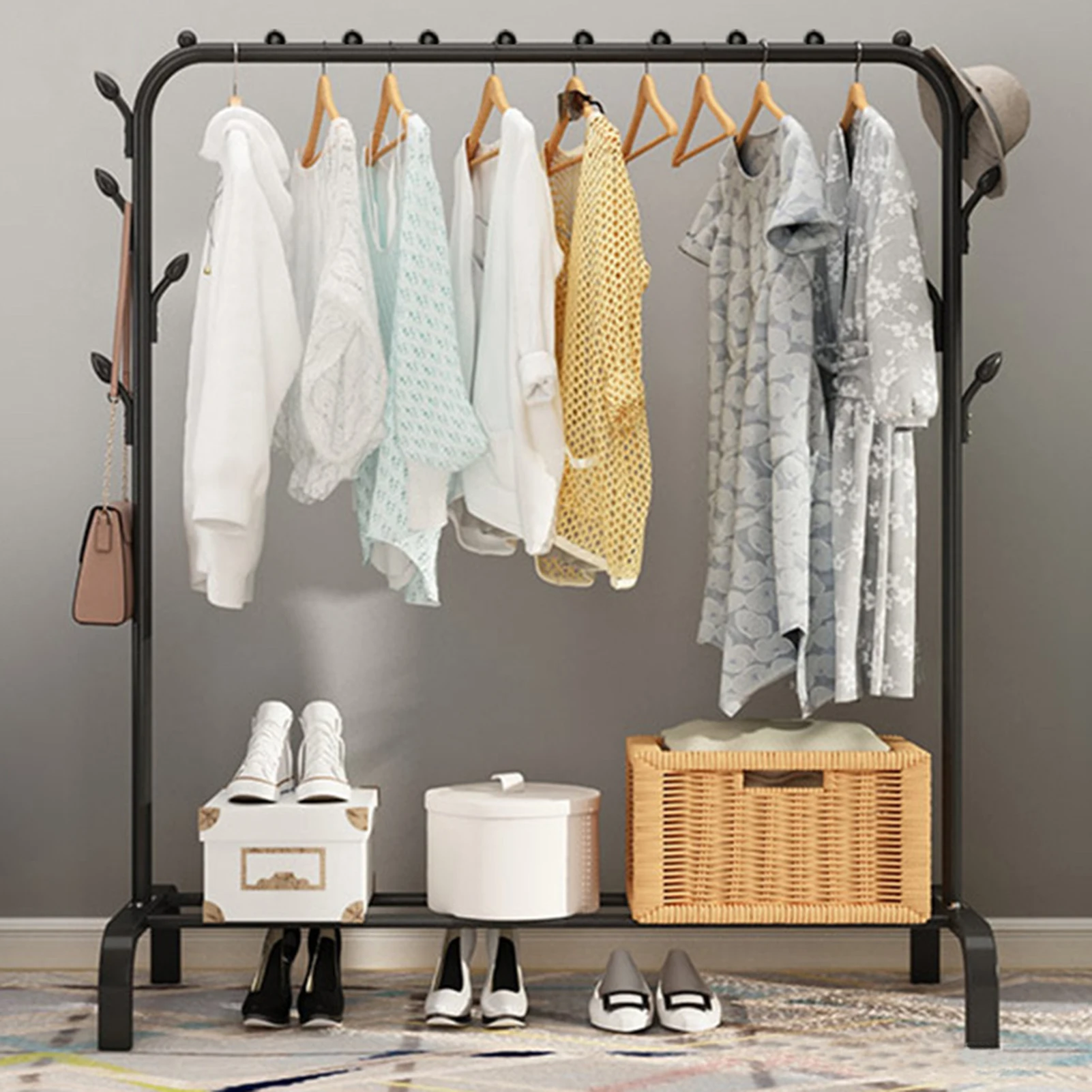 Clothes Rack Nightstand Coat Racks Storage Bedroom Clothes Stand Organizer Clothing Household Storage Rack Shelf ﻿