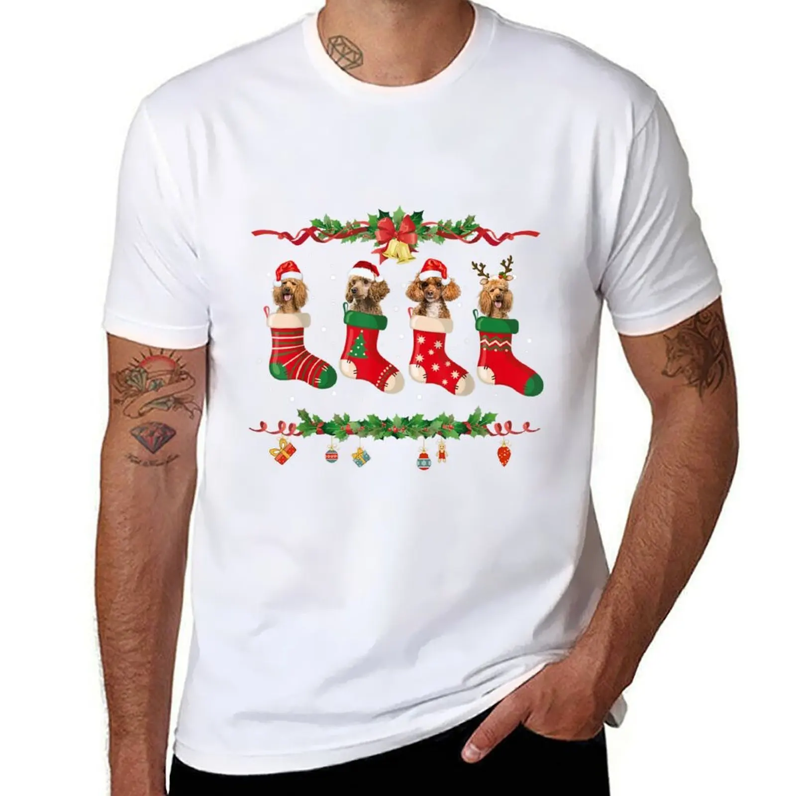 

Poodle Christmas Shirt Stocking Dog Lover Xmas Gift Sweater T-Shirt t shirts for man graphic tees T-Shirt