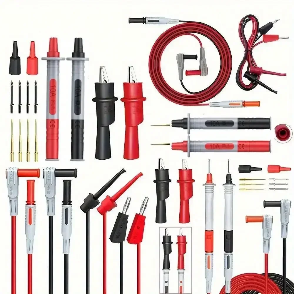 Комплект испытательных проводов P1308B, штекер типа банан 4 мм, сменный кабель для мультиметра, щуп, тестовый провод, зажим типа крокодил, 18 шт.