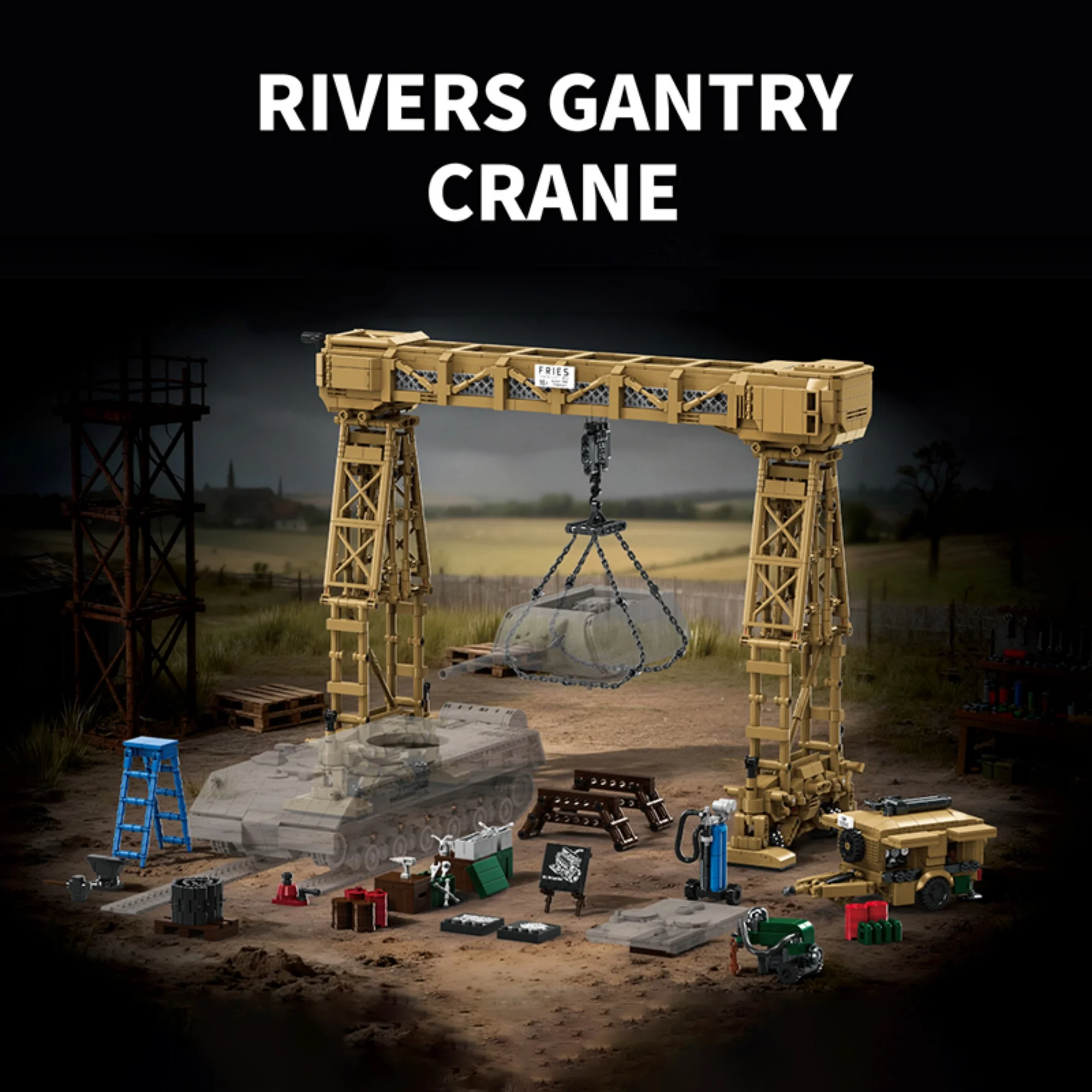 

2803pcs Rivers Gantry Crane Building Blocks 97037 Classic Military Heavy Mobile Lifting Vehicle Bricks Toys for Adults Gifts