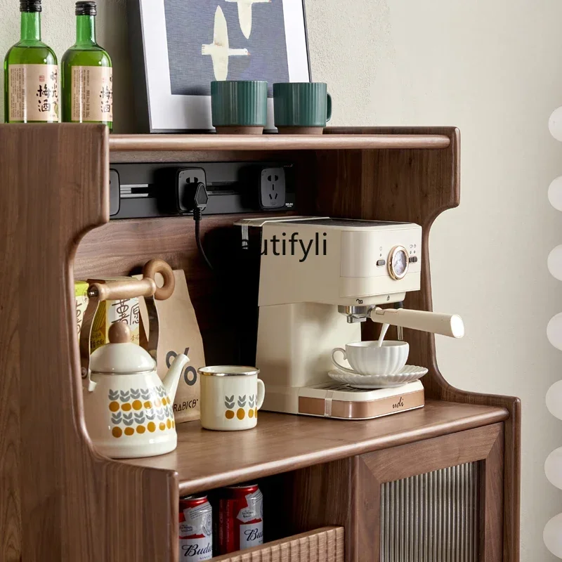 C456  Black walnut dining side cabinet Nordic simple storage side, home guest restaurant integrated wine cabinet against the w