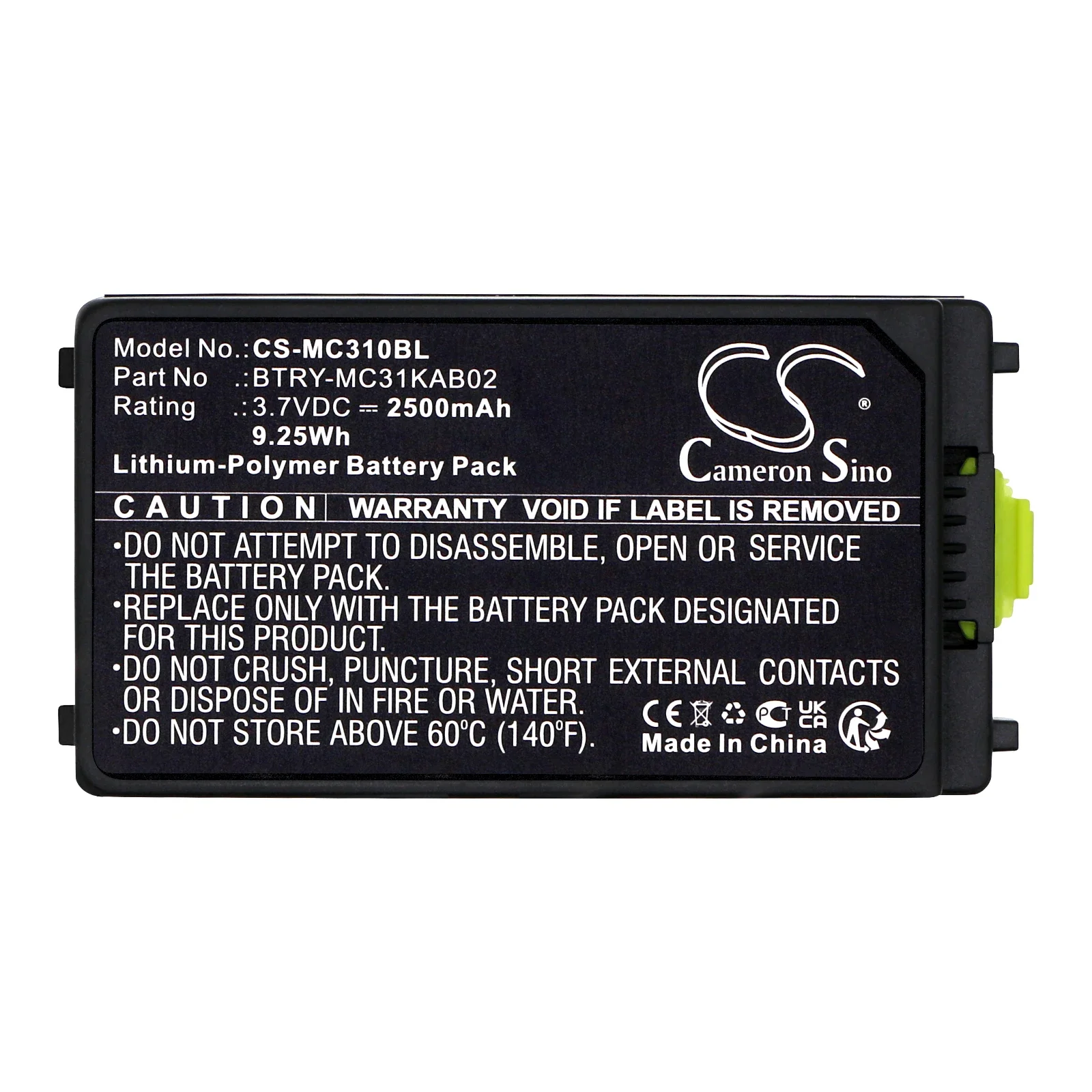 CS Replacement Battery for Symbol MC3100,MC3190,MC3190G,MC3190-G13H02E0,MC3190-GL4H04E0A,MC3 PN:82-127909-02 2500mAh / 9.25Wh