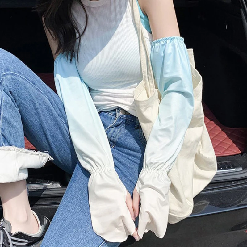 Рукава из ледяного шелка с защитой от ультрафиолета; Модный летний чехол для вождения и езды на велосипеде градиентного цвета