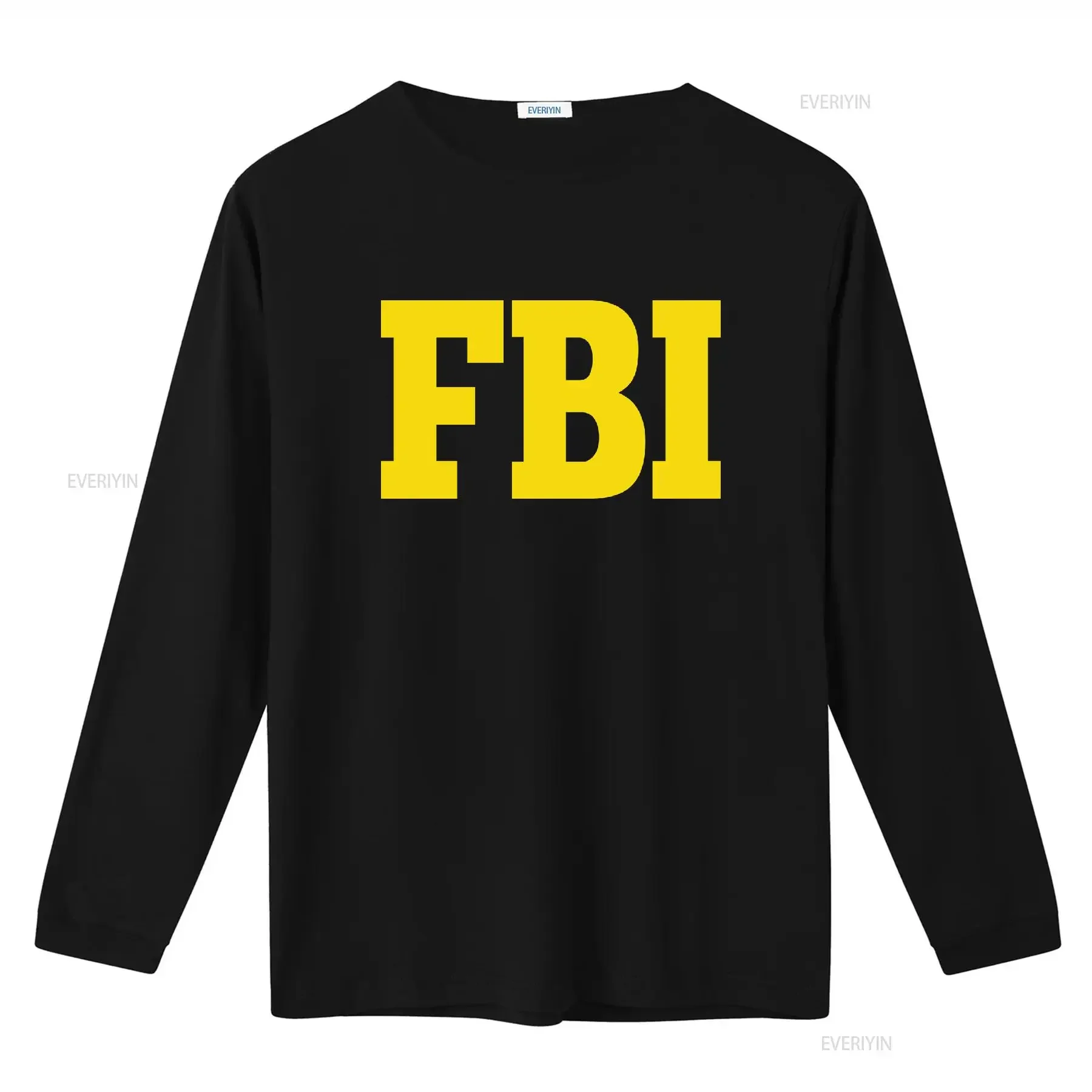 FBI Federal Agent Bureau Of Investigation Front Back Print Men's T Shirt 241 Bold Yellow and Black Design vintage Washed