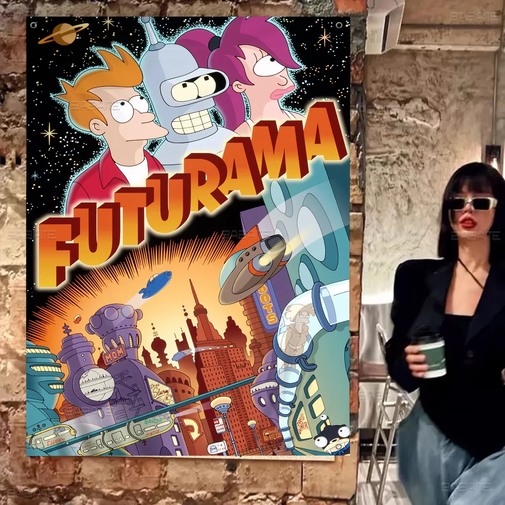 Cartoon F-Futurama Banner INS Style Outdoor Party Decoration Atmosphere Flag