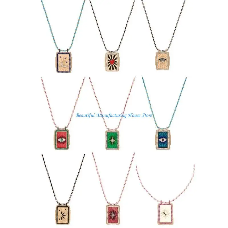 

E56A Delicate Crafted Necklace Accessory with Tarot Card Pendant for Stylish Outfits