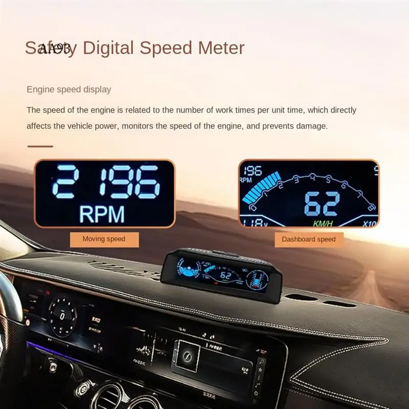 

AA-X90 Head Up Display On-Board Computer Display OBD2 Car Speedometer OBD Gauge With Tilt Pitch Angle Protractor Display