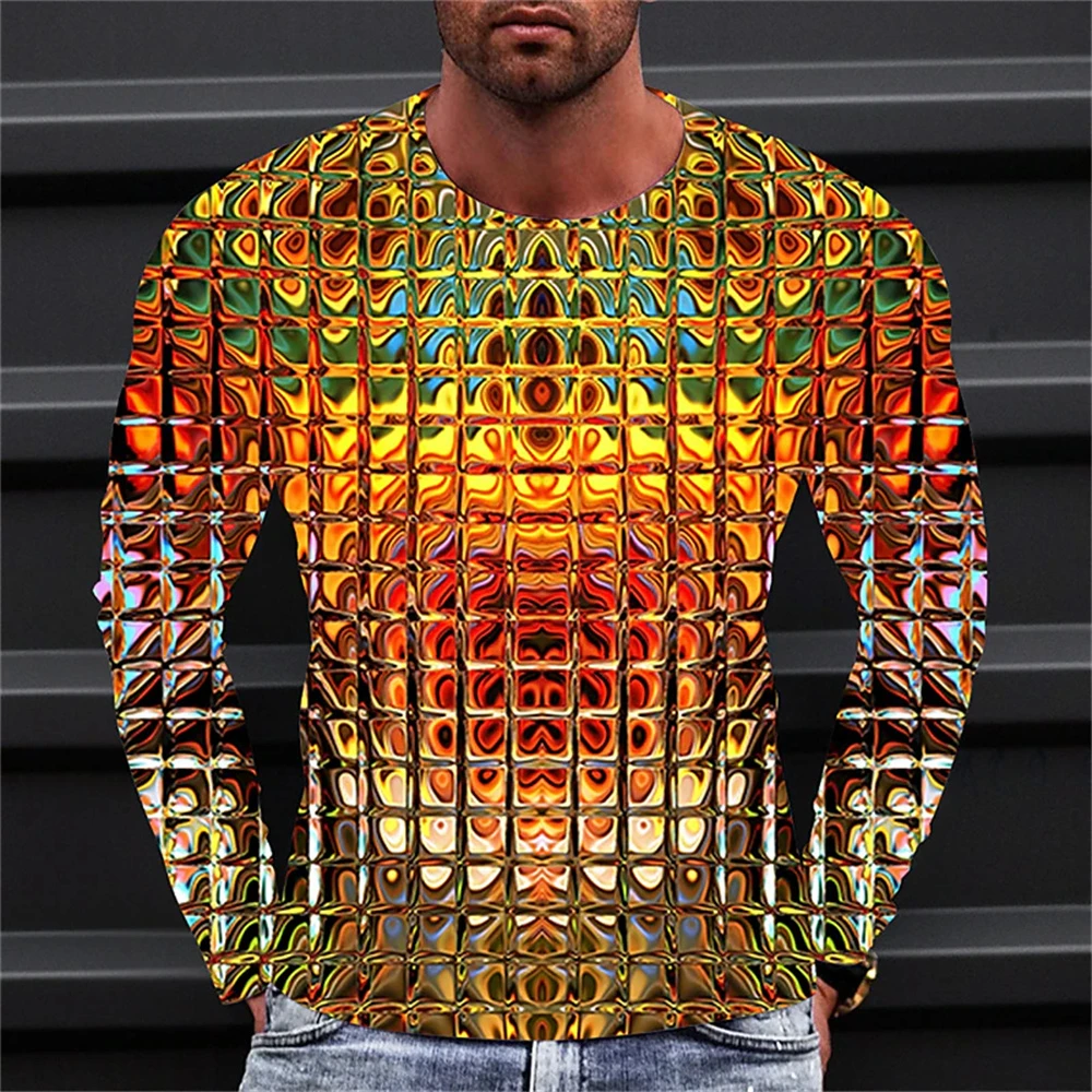 Men's T-Shirt Tee Graphic Gradient Metallic Shirt Crew Neck Clothing Apparel 3D Print Outdoor Daily Long Sleeve Vintage Clothing