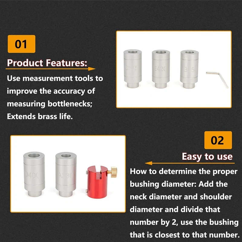 Corpo calibro con 5 boccole per kit misuratore di spazio frontale A330,C375,D400,B350,E420 con corpo per controllare la maggior parte dei colletti di bottiglia