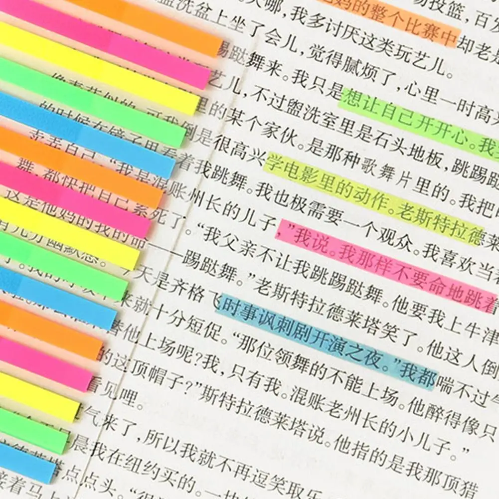 300 Sheets Color Ultra Fine Memo Transparent Fluorescent Note Highlight Sticker Aid Flags Highlighter Reading Sticky K1v3