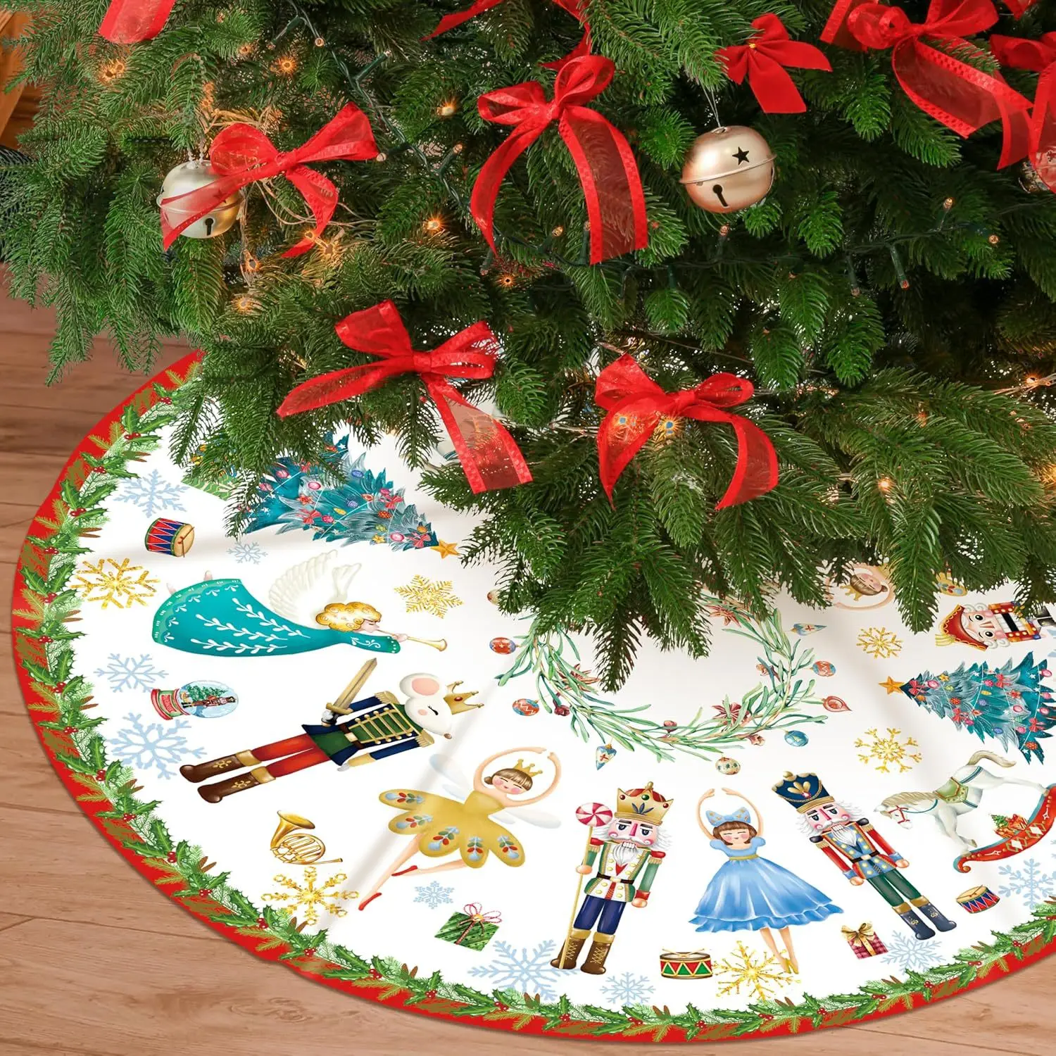 Large Christmas Tree Skirt Vibrant Nutcracker Christmastree Decoration Xmas Ornament Merry Christmas New Year\'s DIY Decor Props