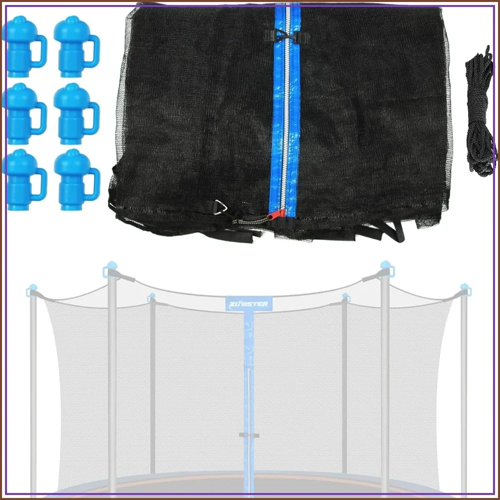 

Trampoline Enclosure Net with Pole Cap, Replacement Safety Net for 6 Straight Poles Round Trampoline, Breathable Weather-Resistant