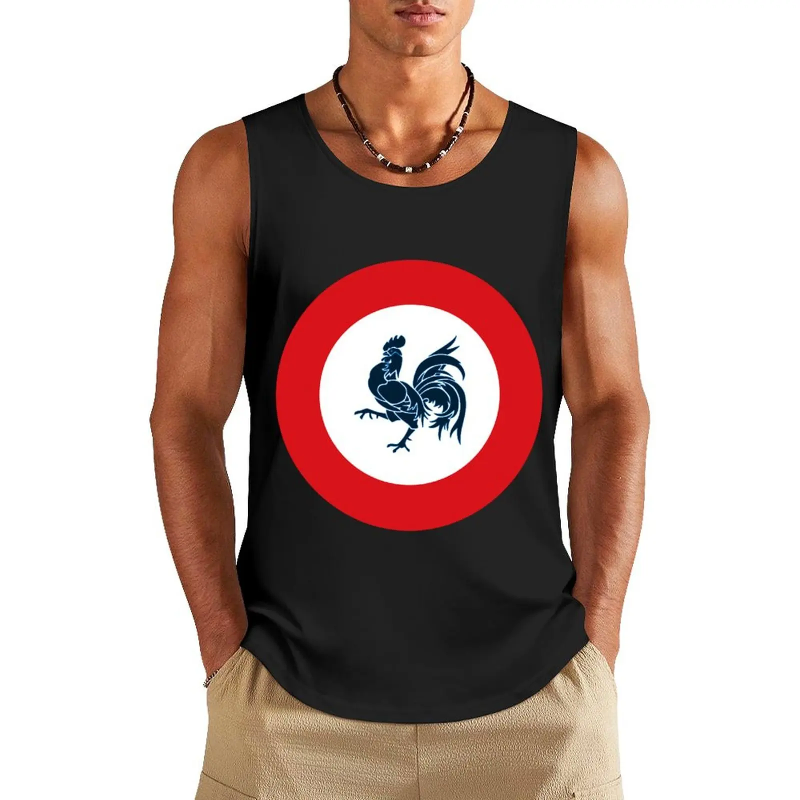 

French Cockerel Coq Retro Mod Roundel Tank Top Men's tops Sleeveless men singlet for men