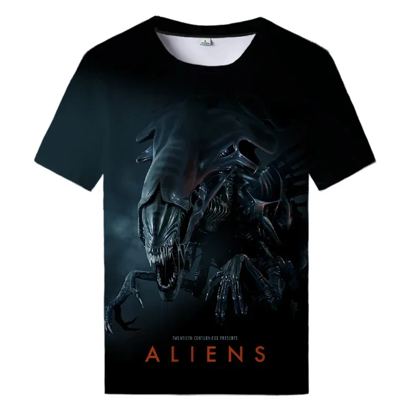 Summer New Alien Art 3D Print T-shirt For Men Clothing Daily Casual T-shirt Horror Alien Movie Graphic Harajuku Tops Tee Shirts