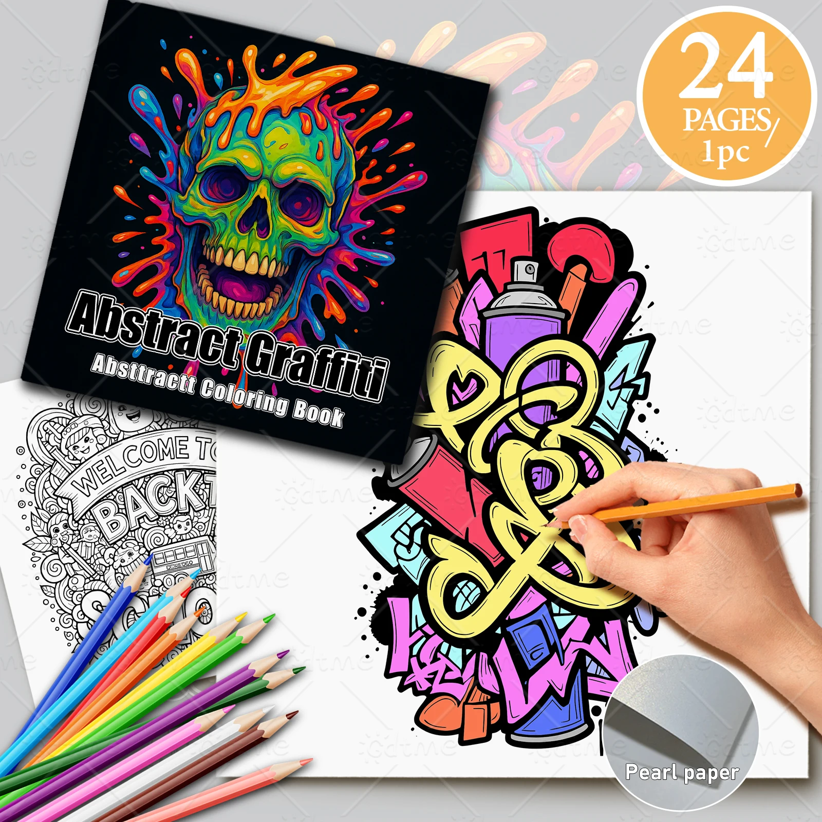 Abstraktes Graffiti-Malbuch, Kühne Streetart & Urbane Designs, Stressabbauendes Kreativbuch, Künstlerisches Geschenk für Erwachsene – Detail 1