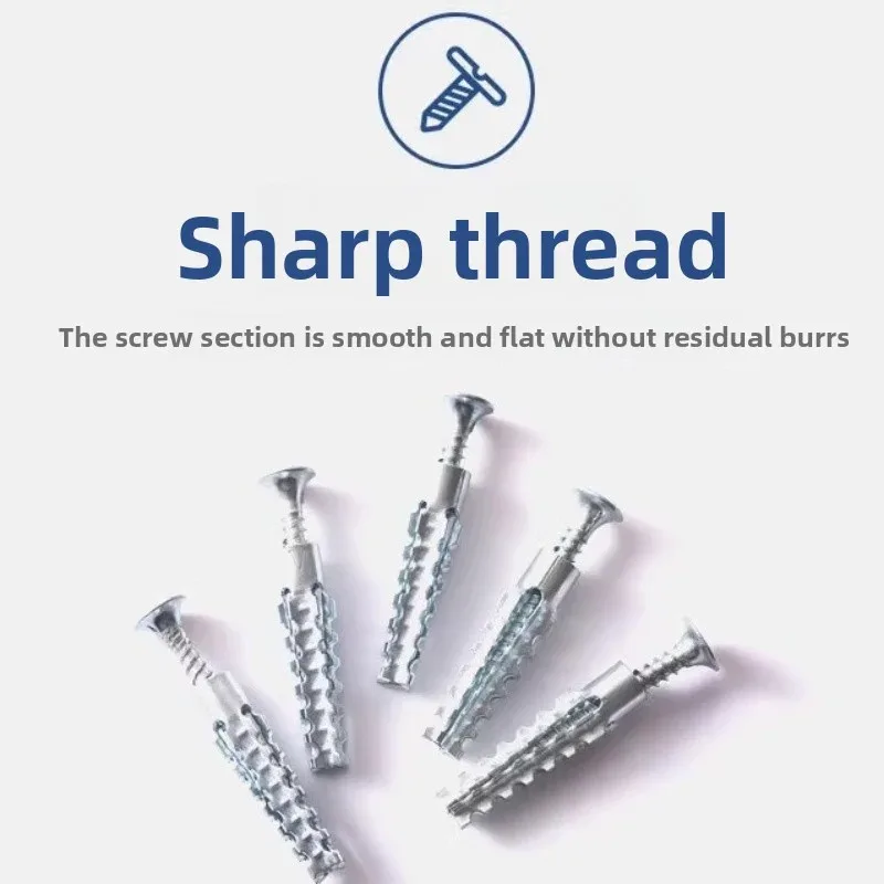 50/100 مجموعة من أنابيب التمدد المعدنية مع براغي ذاتية التثبيت، مجموعة براغي حفر لمراسي الجدران الخرسانية، مثبتات، براغي، مجموعات #1