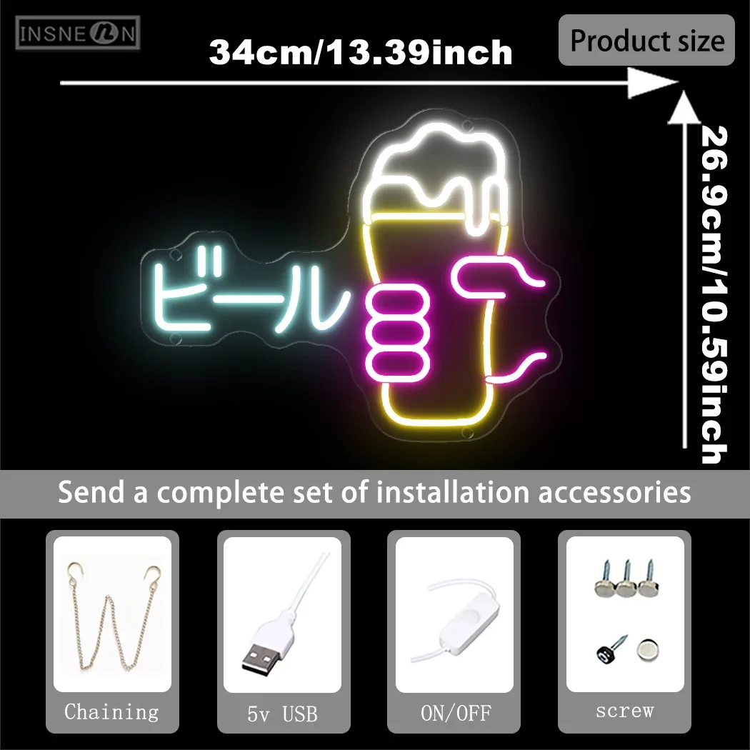 Japońskie piwo Neon Sign LED Neon Light For Bar Pub Club Party Restaurant Roon Sign Luminous Hanging Wall Decoration Neon Lights