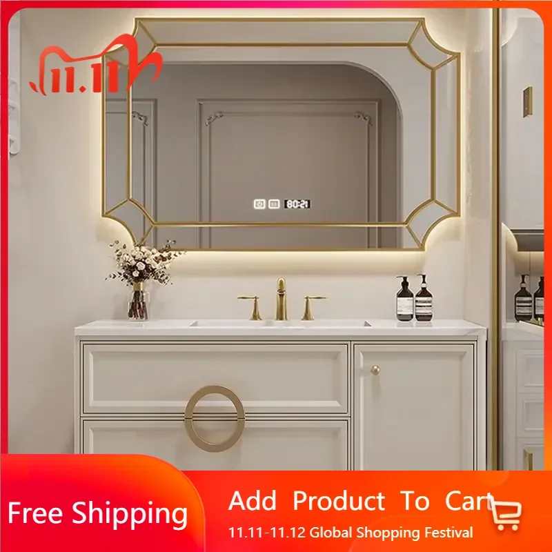 

Funky Modern Intelligent Bathroom Cabinet Ceramic Sink Combination Solid Wood Bathroom Display Modern Gabinete Unique Furniture