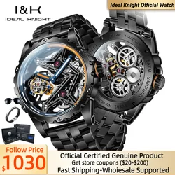 IDEAL KNIGHT 6803 Hollow Skeleton Original Mechanical Watch for Men Tourbillon Automatic Wristwatch Deep Waterproof Man Watches