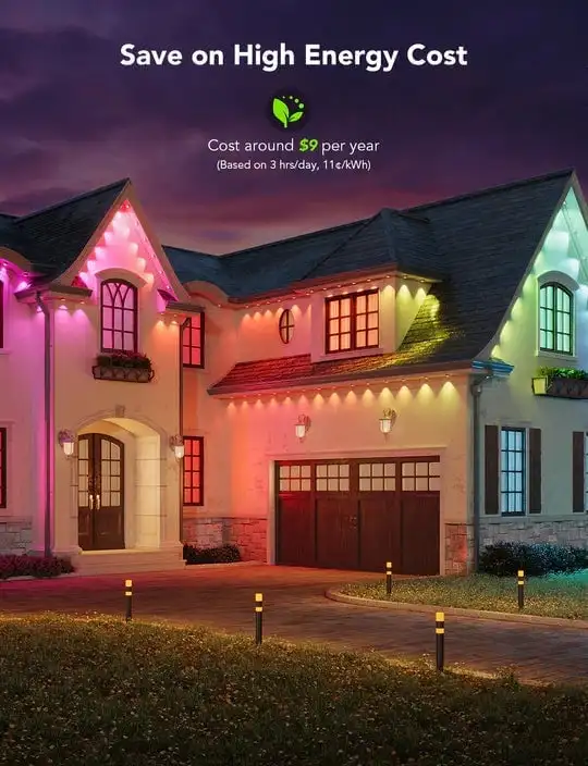 Permanent Outdoor Lights Smart RGB Lights String LED Lights Chain IP67 Waterproof for Christmas Decorations New Year Home Work