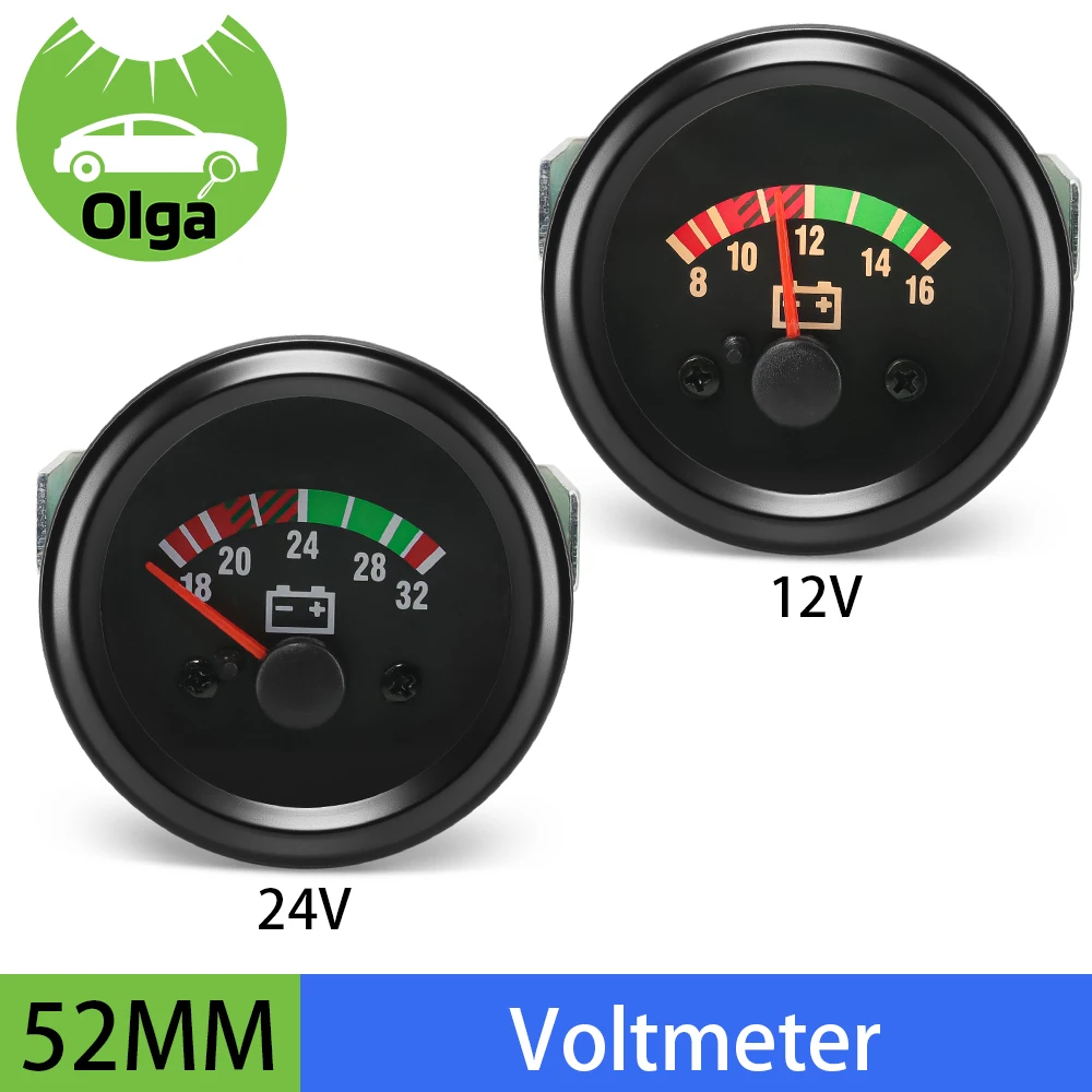 

2" 52mm Car Voltmeter 12V/24V For VDO Voltmeter Diesel Generator Set Accessories Voltage Meter 8-16V 16-32V Yellow Light