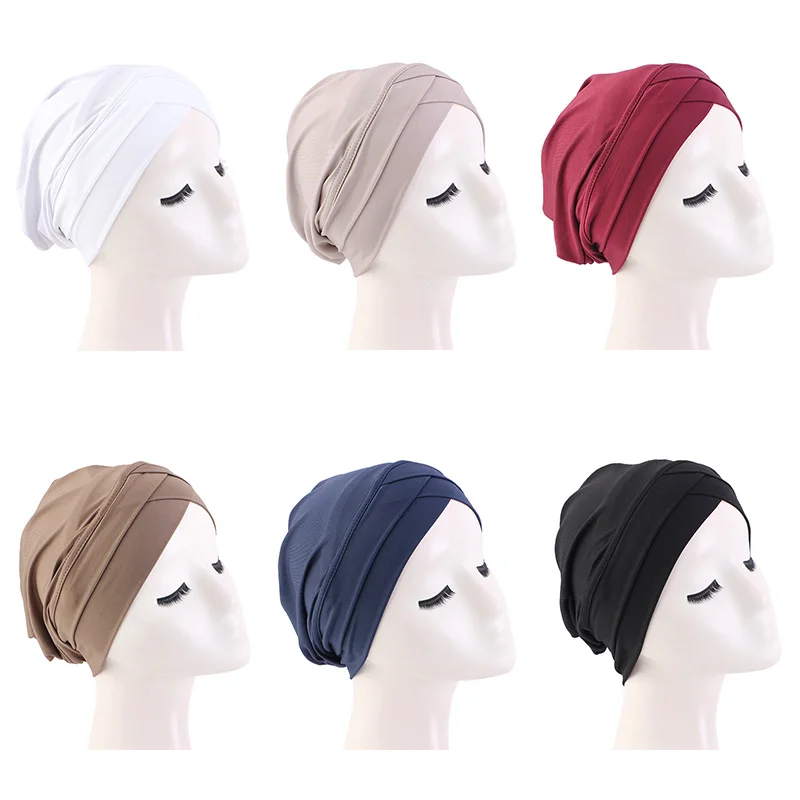 Neue Frauen Kreuz muslimischen Hijab Innenhut islamischen Untertuch arabischen Wrap Chemo Bandana muslimischen Schal Hijab Motorhaube Kappe indischen Hut – Detail 2